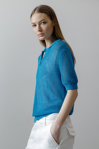 Джемпер-сетка , пол женский, цвет синий, фото №2