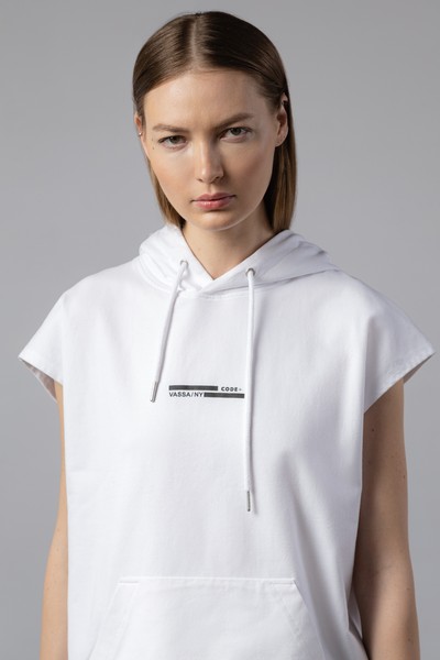 Худи без рукавов VASSA CODE, пол женский, цвет белый, фото №2