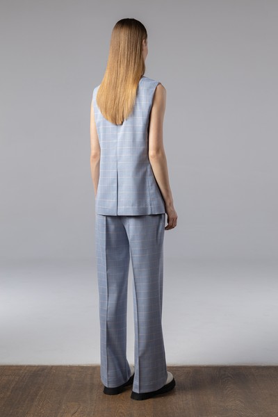 Удлиненный жилет , пол женский, цвет голубой, фото №7