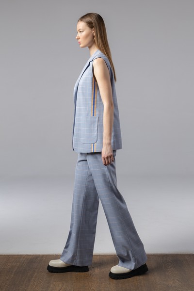 Удлиненный жилет , пол женский, цвет голубой, фото №8