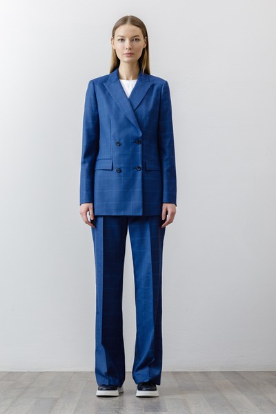 Жакет в клетку , пол женский, цвет синий, фото №5