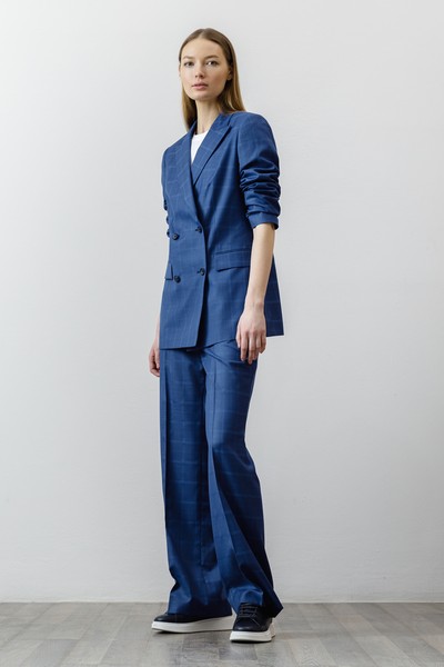 Жакет в клетку , пол женский, цвет синий, фото №6