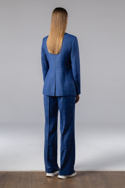 Жакет в клетку , пол женский, цвет синий, фото №8