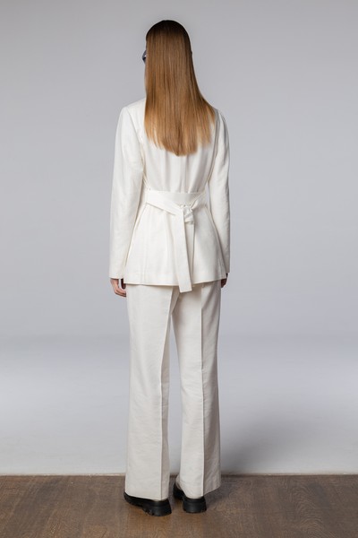 Жакет из хлопка и льна VASSA CODE, пол женский, цвет белый, фото №3