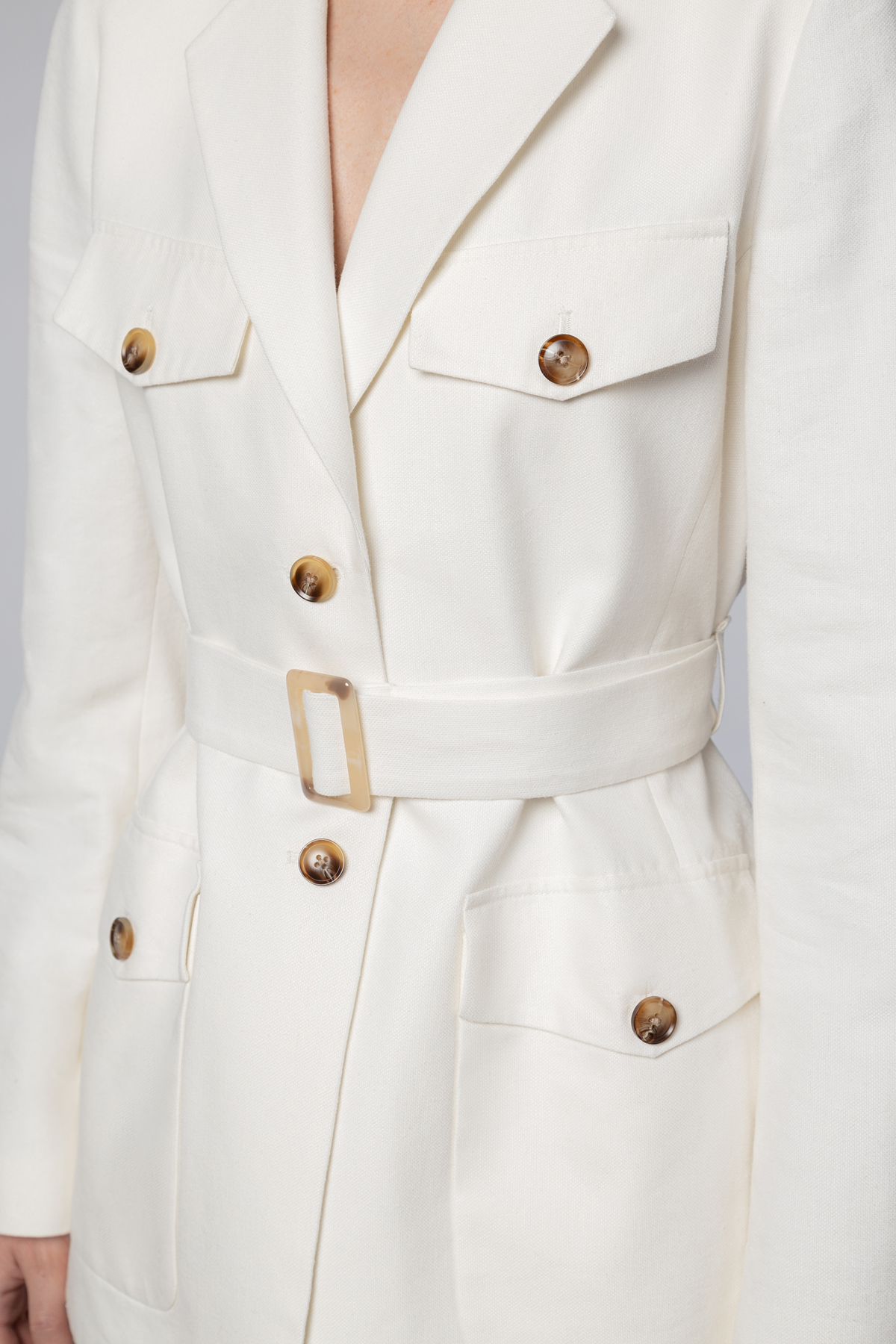 Жакет из хлопка и льна VASSA CODE, пол женский, цвет белый