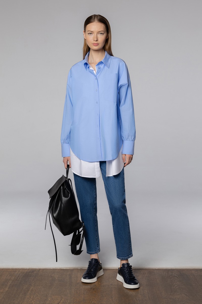 Дизайнерская рубашка , пол женский, цвет голубой, фото №2