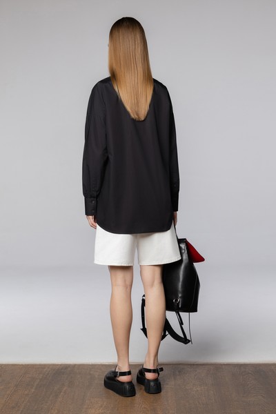 Дизайнерская рубашка VASSA CODE, пол женский, цвет черный, фото №4