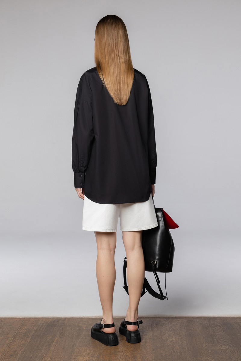 Дизайнерская рубашка VASSA CODE, пол женский, цвет черный, фото №4
