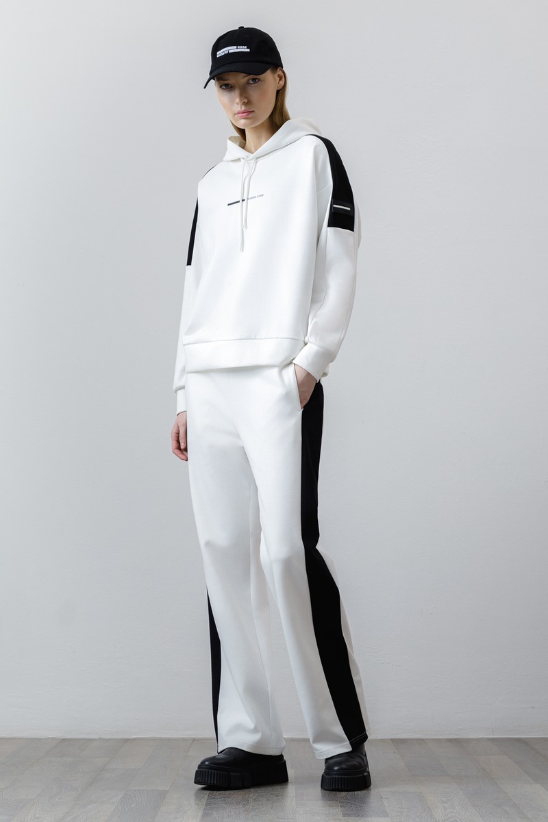 Худи с контрастными вставками , пол женский, цвет белый, фото №3