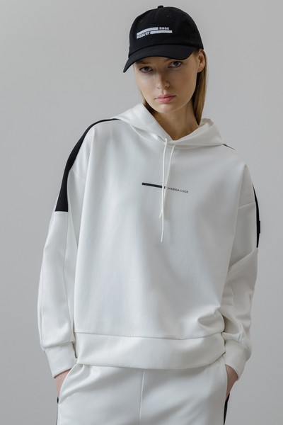 Худи с контрастными вставками , пол женский, цвет белый, фото №2
