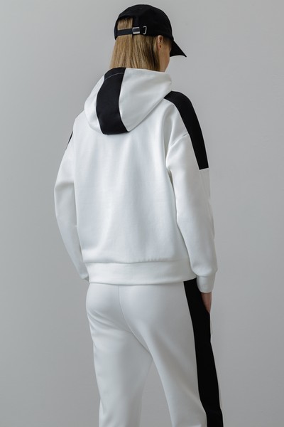 Худи с контрастными вставками , пол женский, цвет белый, фото №4