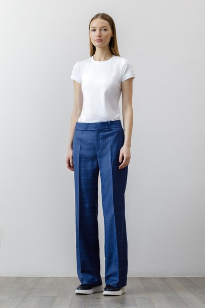 Брюки в клетку VASSA CODE, пол женский, цвет синий, фото №2