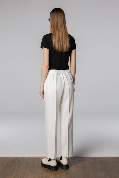 Брюки из льна и хлопка , пол женский, цвет белый, фото №3