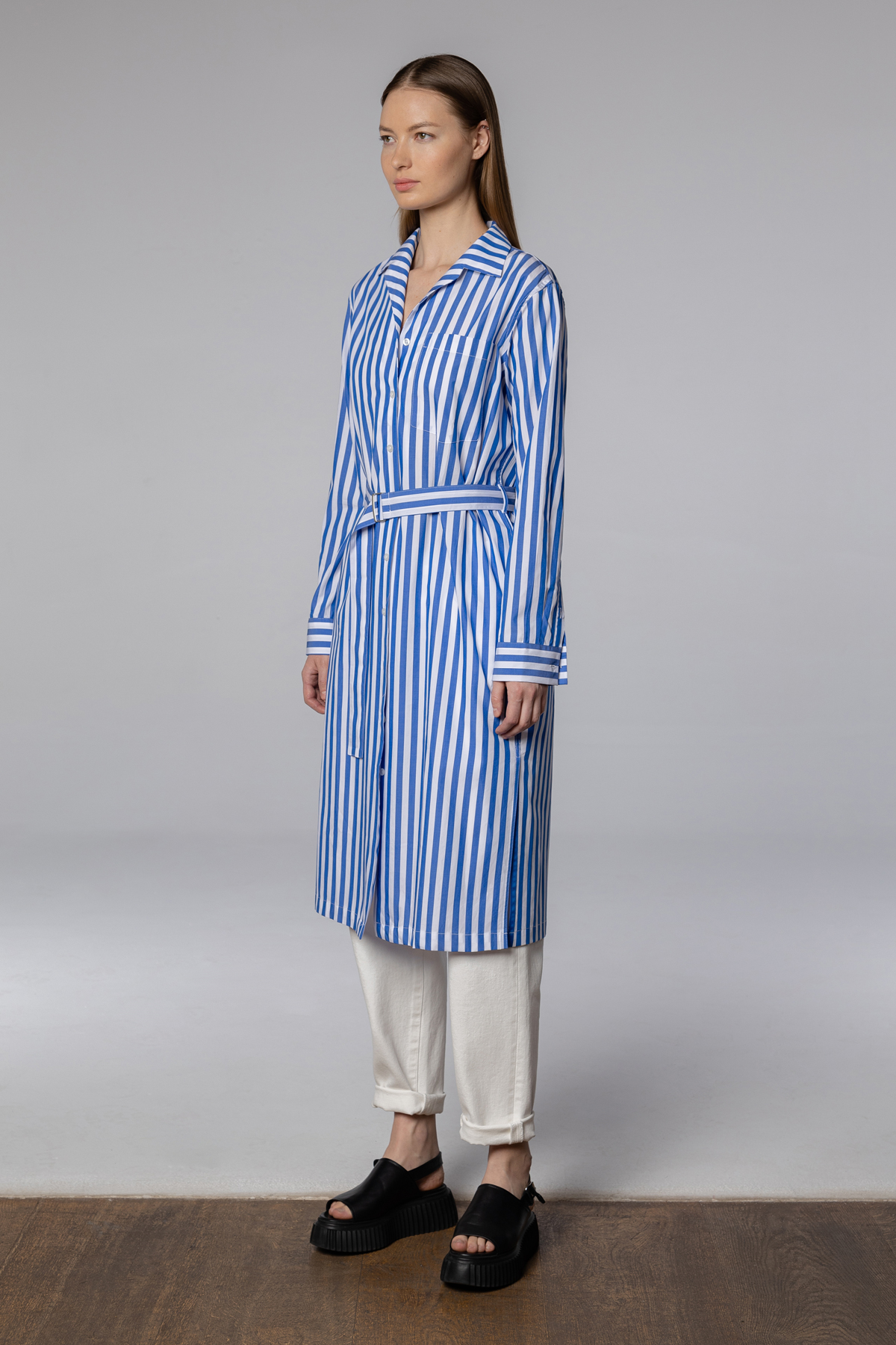 Платье-рубашка , пол женский, цвет голубой