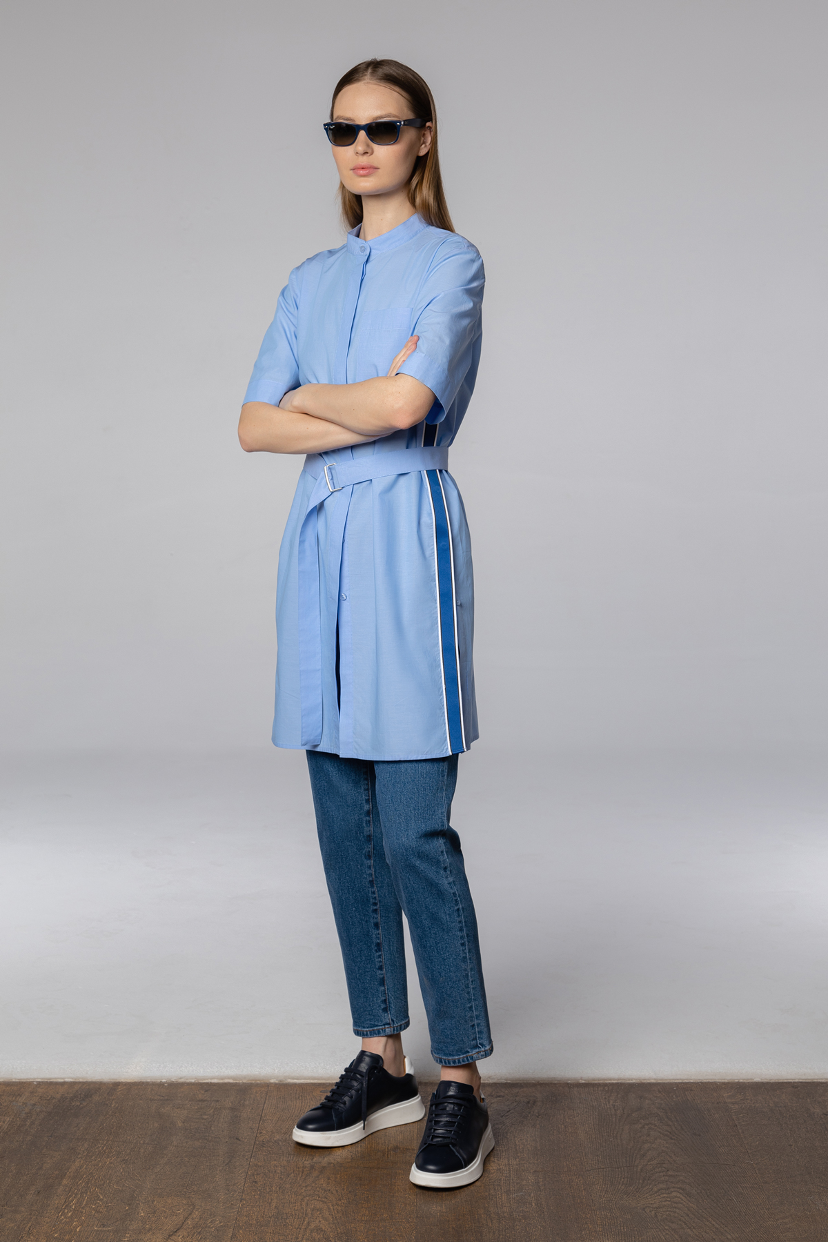 Платье-рубашка , пол женский, цвет голубой, фото №2