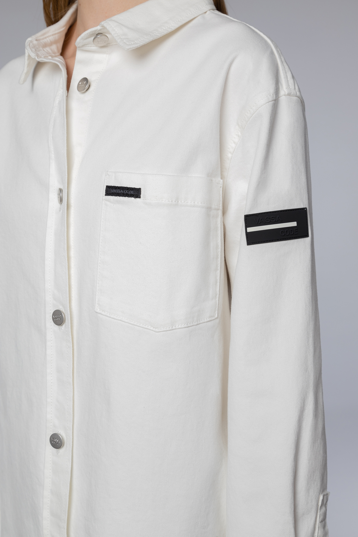 Джинсовая рубашка , пол женский, цвет белый, фото №2