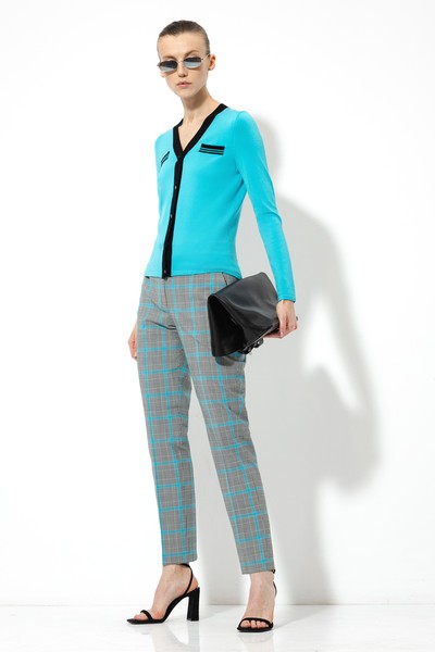 Кардиган с контрастной отделкой VASSA&Co, пол женский, цвет голубой, фото №2