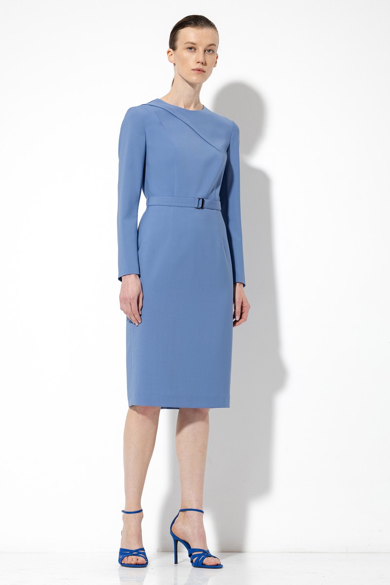 Платье-футляр с драпировкой VASSA&Co, пол женский, цвет голубой, фото №2