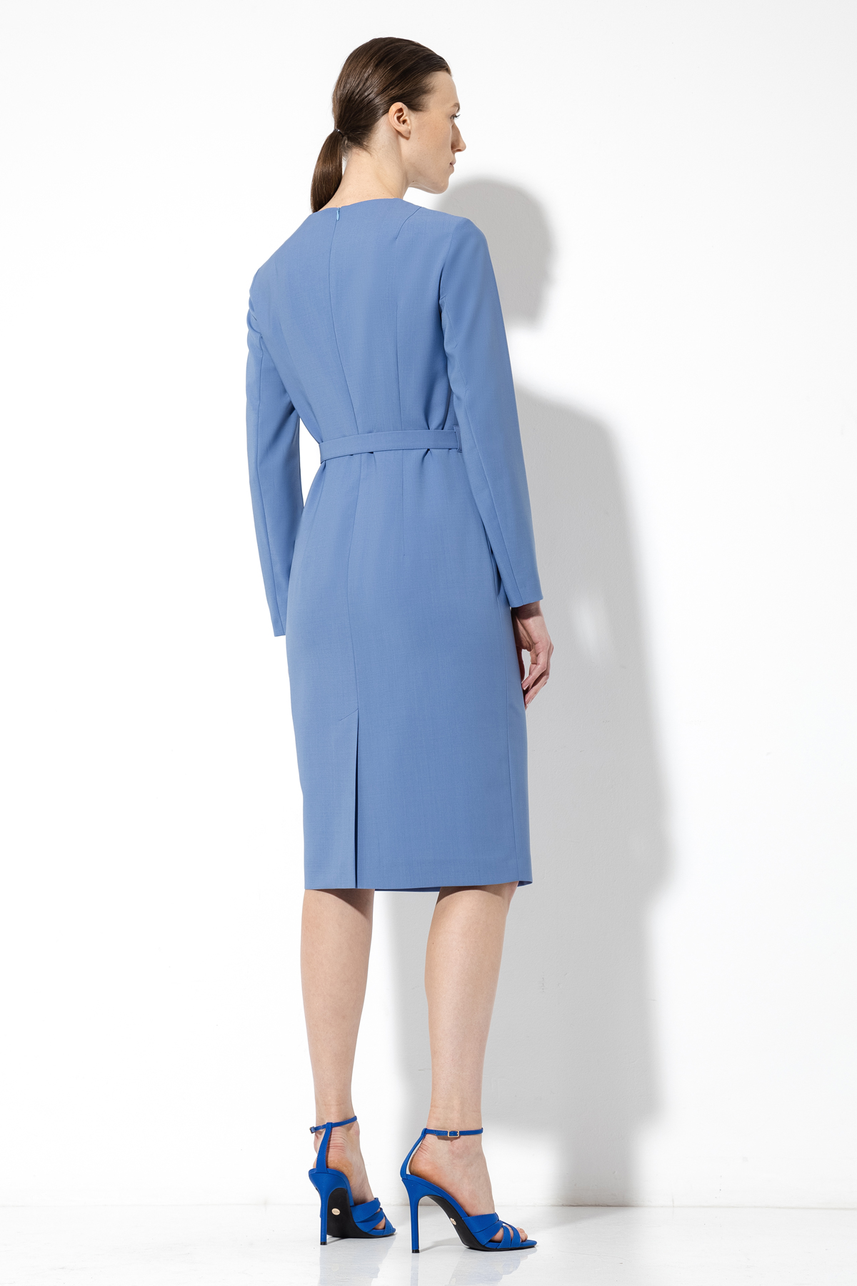 Платье-футляр с драпировкой VASSA&Co, пол женский, цвет голубой