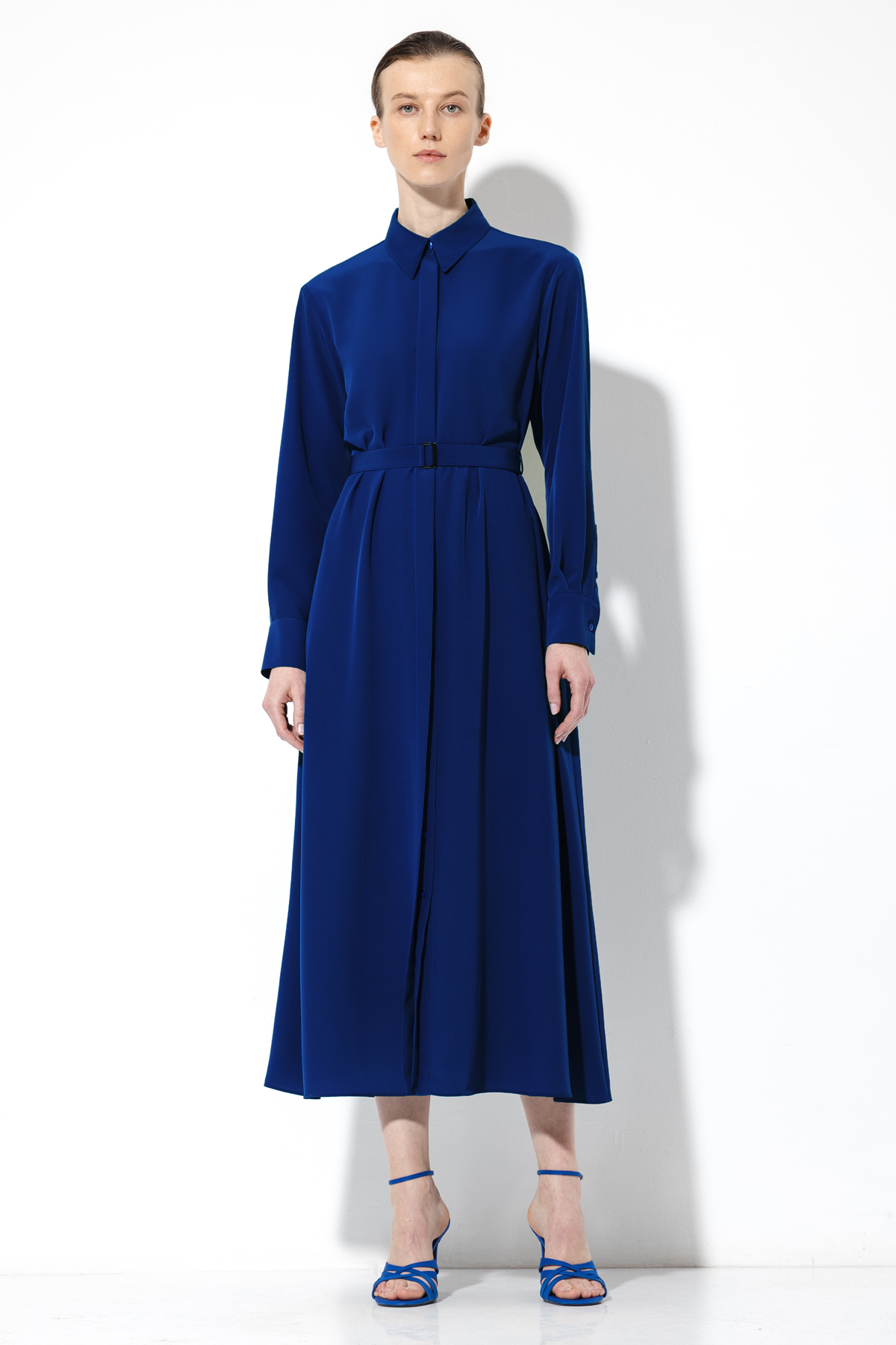 Платье с поясом-стропой VASSA&Co, пол женский, цвет синий