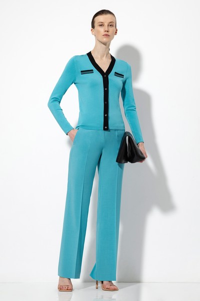 Кардиган с контрастной отделкой VASSA&Co, пол женский, цвет голубой, фото №3