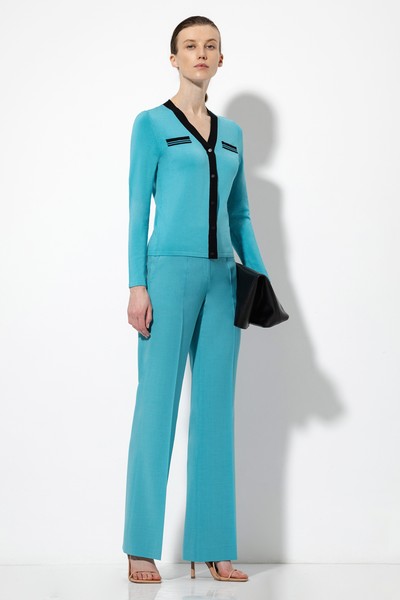 Кардиган с контрастной отделкой VASSA&Co, пол женский, цвет голубой, фото №4