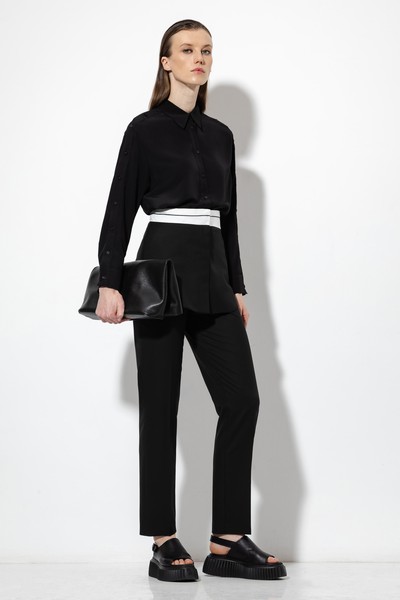 Брюки со съемной деталью VASSA&Co, пол женский, цвет черный, фото №5