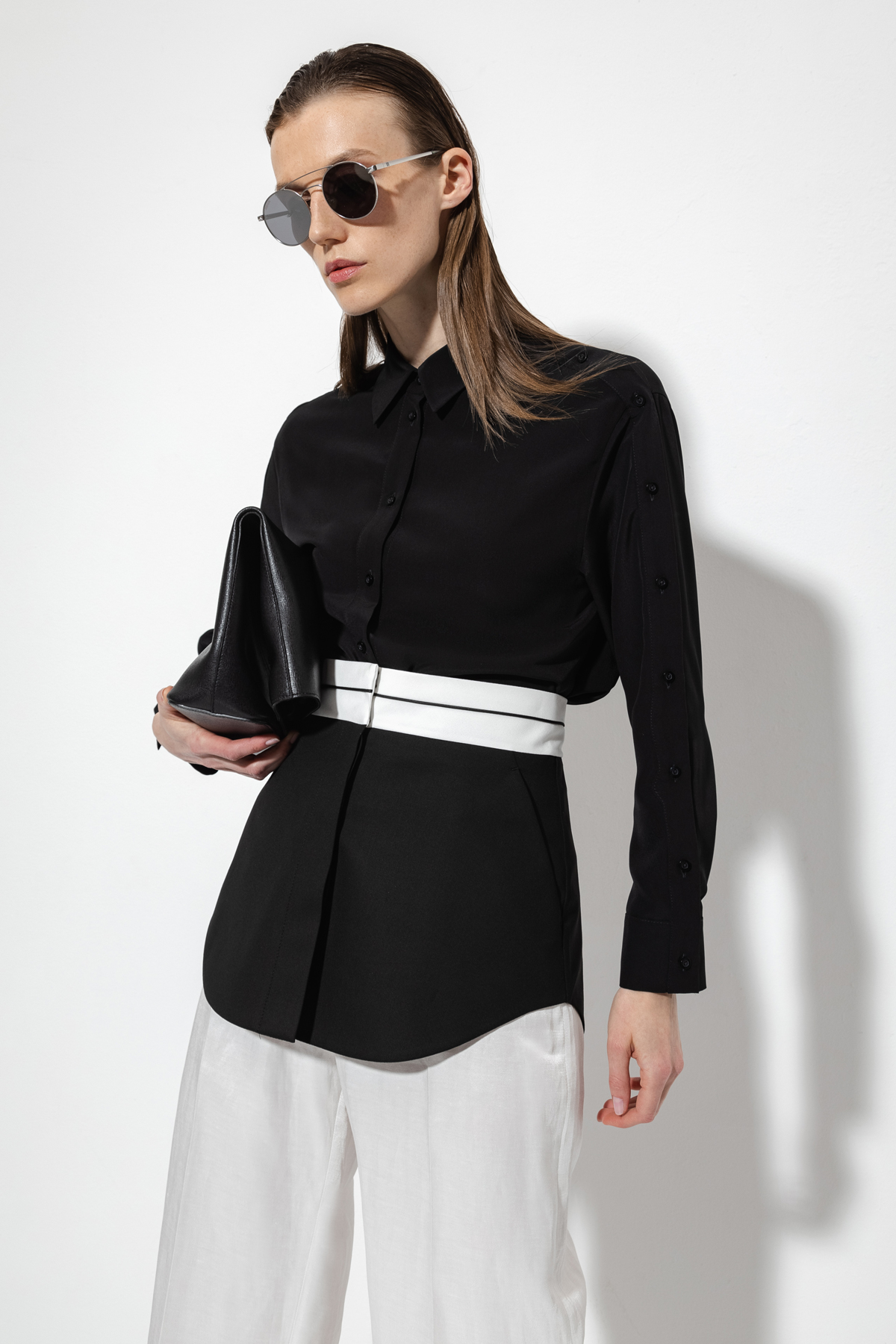 Брюки со съемной деталью VASSA&Co, пол женский, цвет черный