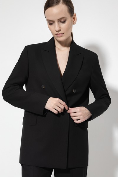 Двубортный жакет VASSA&Co, пол женский, цвет черный, фото №3