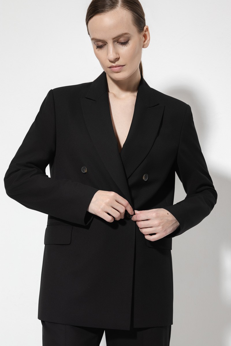 Двубортный жакет VASSA&Co, пол женский, цвет черный, фото №3