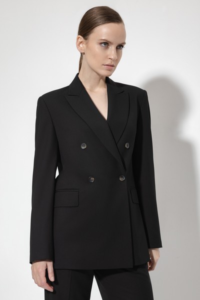Двубортный жакет VASSA&Co, пол женский, цвет черный, фото №2