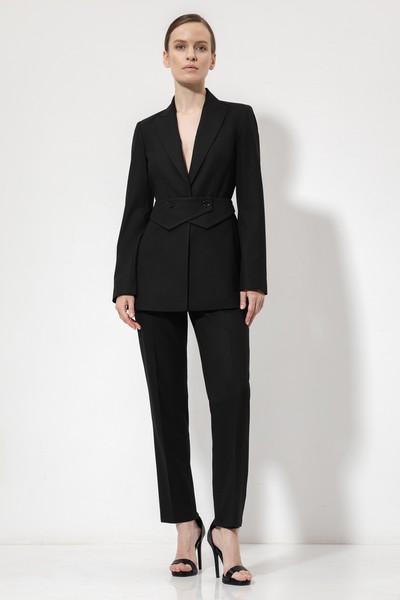 Приталенный жакет VASSA&Co, пол женский, цвет черный, фото №4