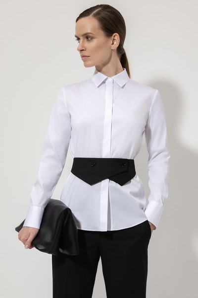 Приталенная блузка VASSA&Co, пол женский, цвет белый, фото №2