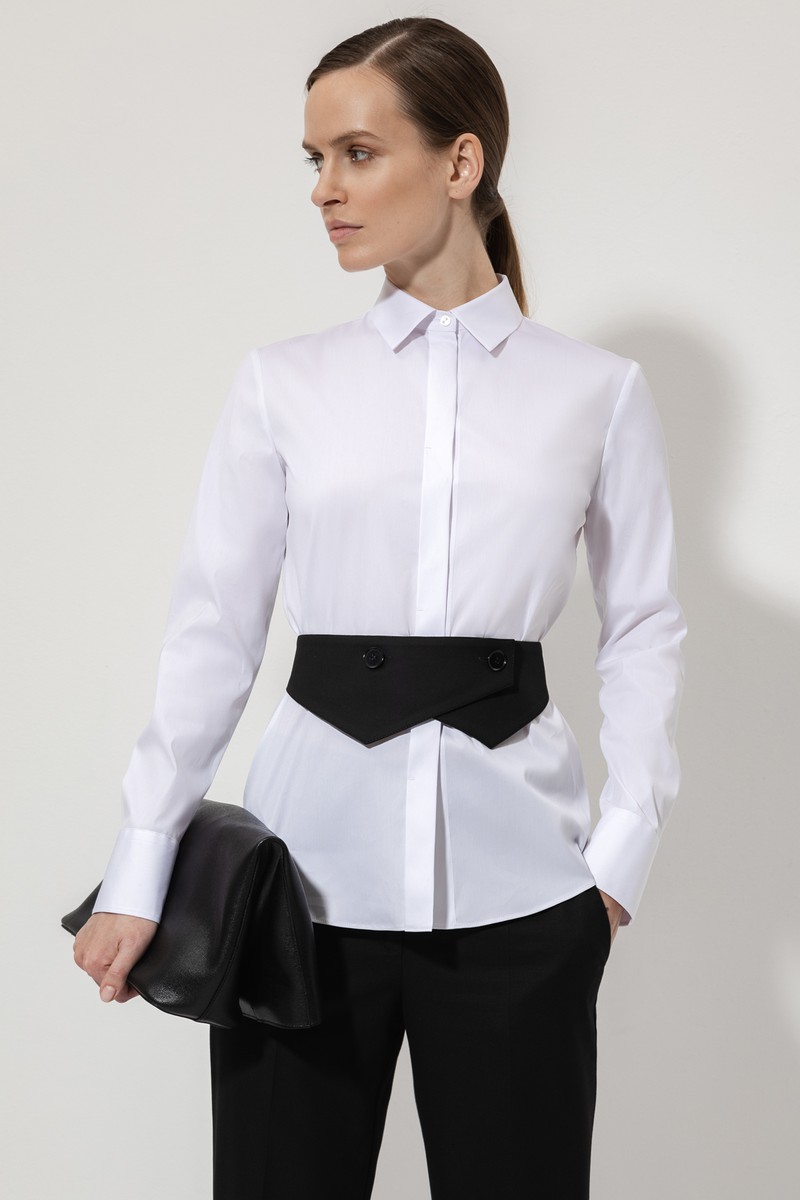 Приталенная блузка VASSA&Co, пол женский, цвет белый, фото №2