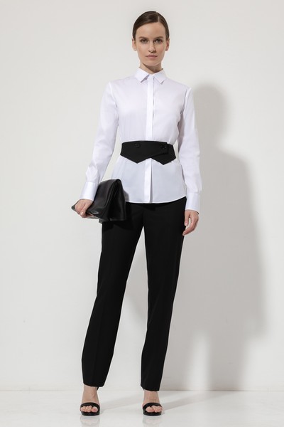 Приталенная блузка VASSA&Co, пол женский, цвет белый, фото №5