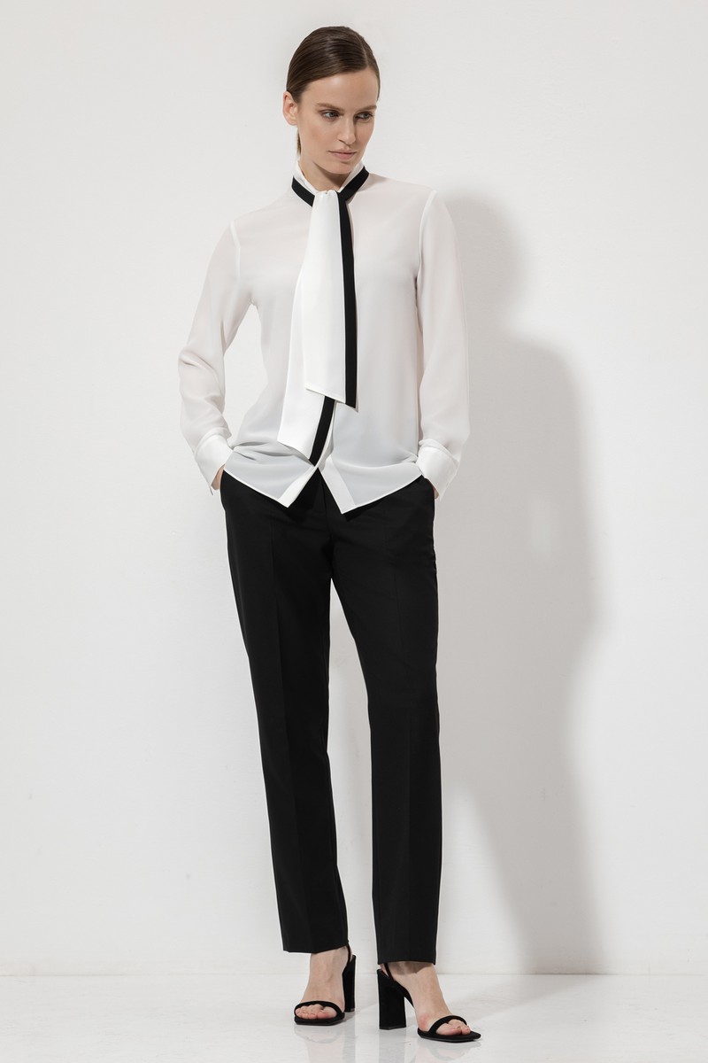 Блузка с воротником-шарфом VASSA&Co, пол женский, цвет белый, фото №3