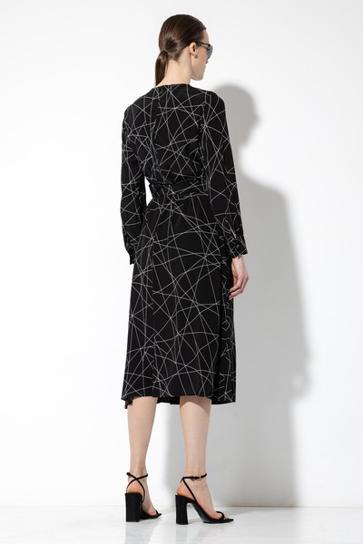 Двухцветное платье с принтом VASSA&Co, пол женский, цвет черный, фото №3