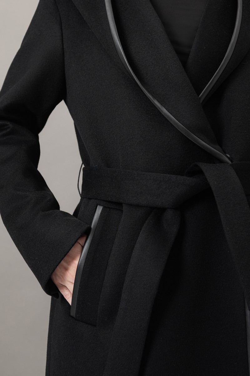 Пальто с капюшоном VASSA&Co, пол женский, цвет черный, фото №6