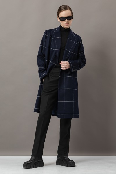 Пальто прямого кроя VASSA&Co, пол женский, цвет синий, фото №4