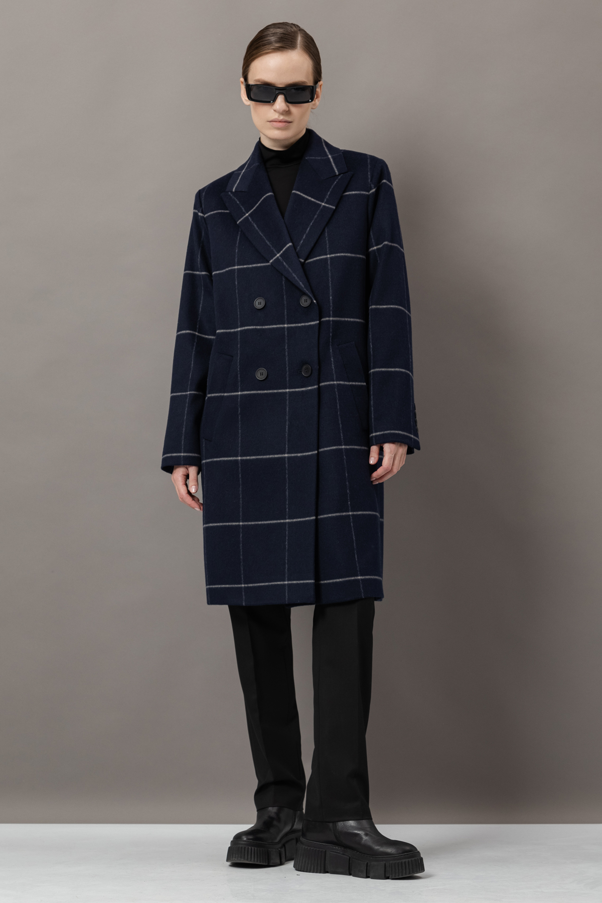 Пальто прямого кроя VASSA&Co, пол женский, цвет синий