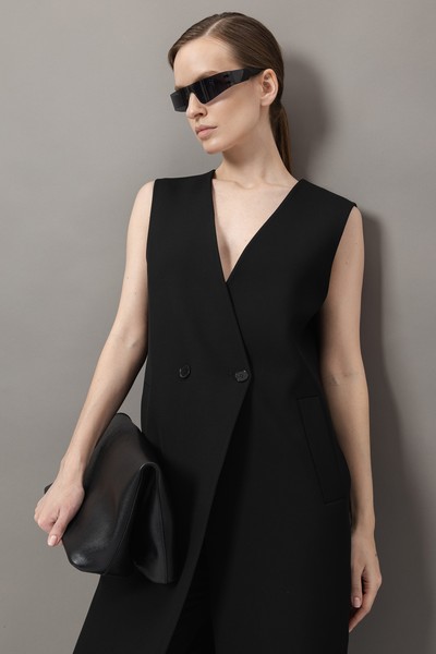 Удлиненный жилет VASSA&Co, пол женский, цвет черный, фото №6