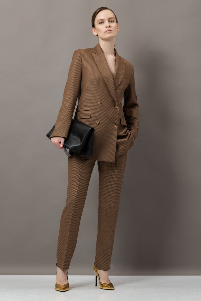 Брюки в мелкую клетку VASSA&Co, пол женский, цвет коричневый, фото №4