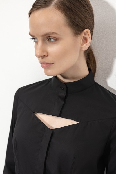 Блузка с фигурным вырезом VASSA&Co, пол женский, цвет черный, фото №6