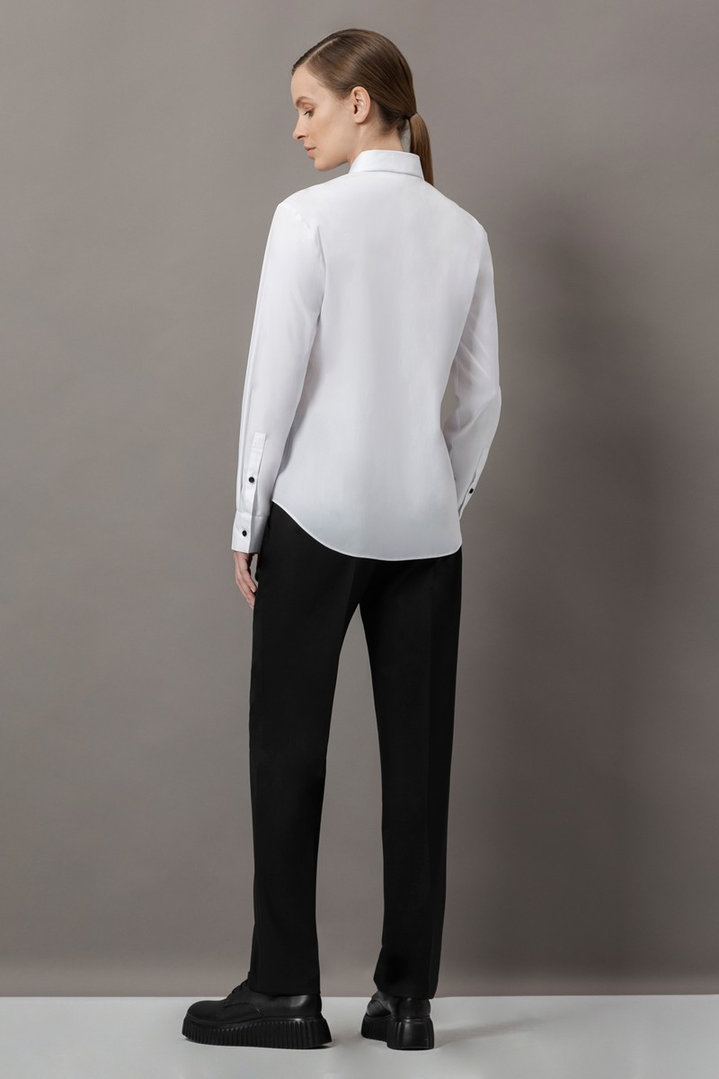 Рубашка с контрастными пуговицами VASSA&Co, пол женский, цвет белый, фото №4