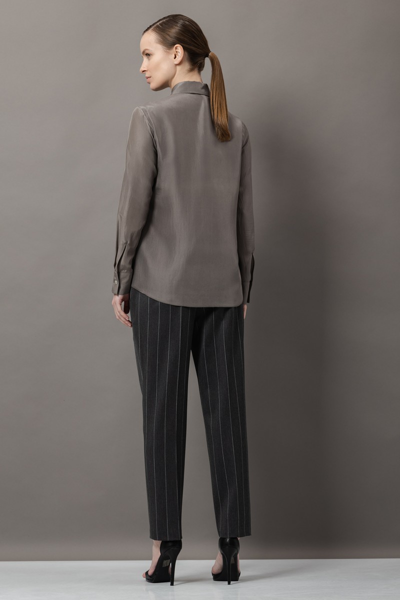 Блузка из шелка VASSA&Co, пол женский, цвет коричневый, фото №3