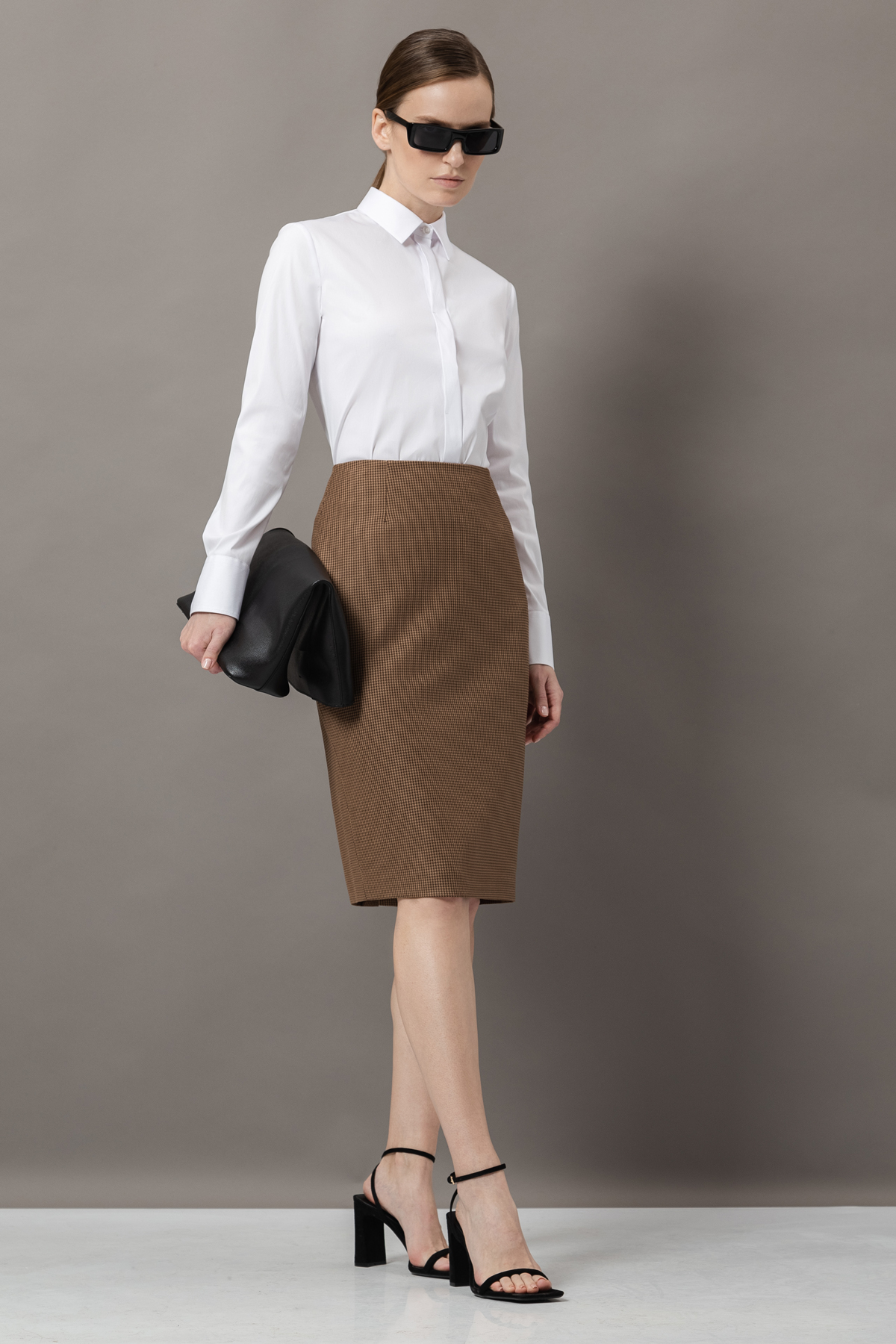 Юбка-карандаш VASSA&Co, пол женский, цвет коричневый