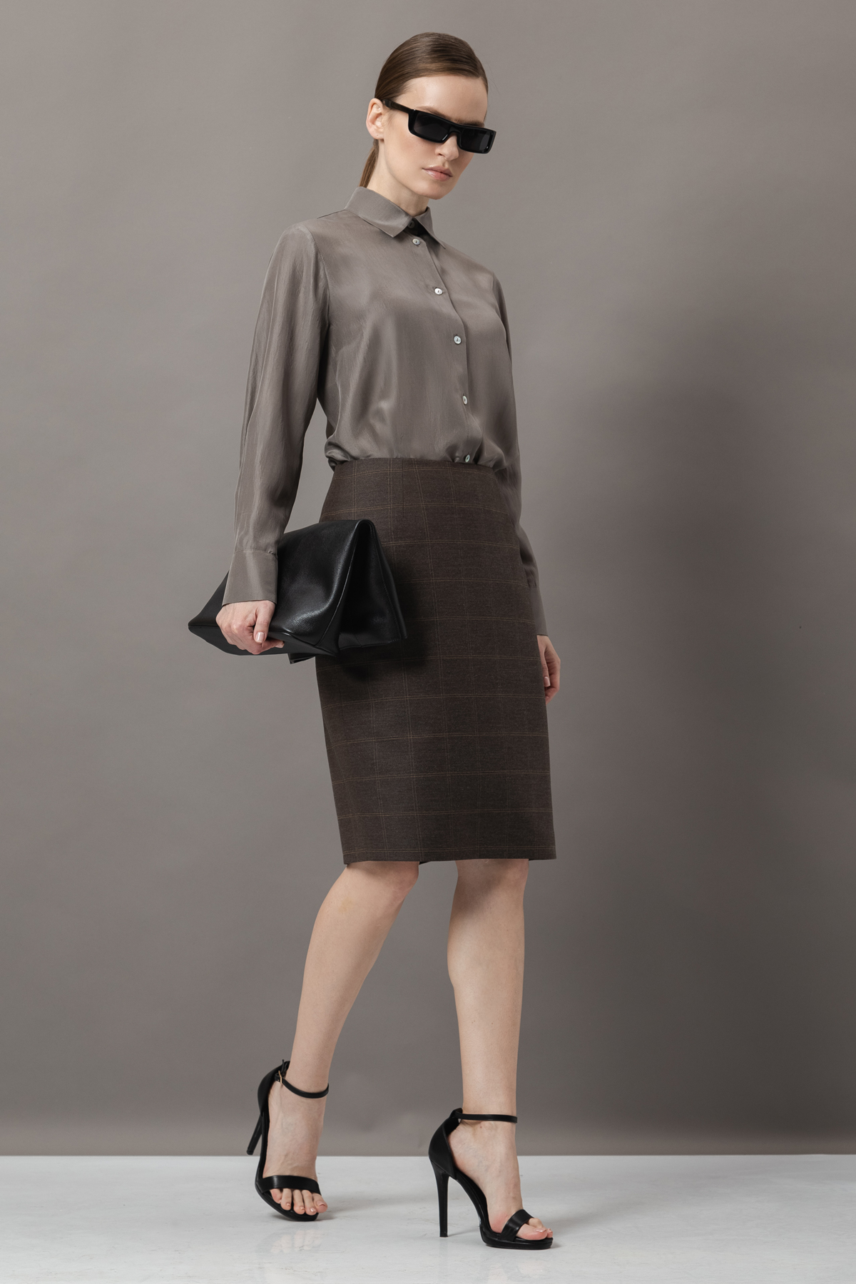 Юбка-карандаш VASSA&Co, пол женский, цвет коричневый