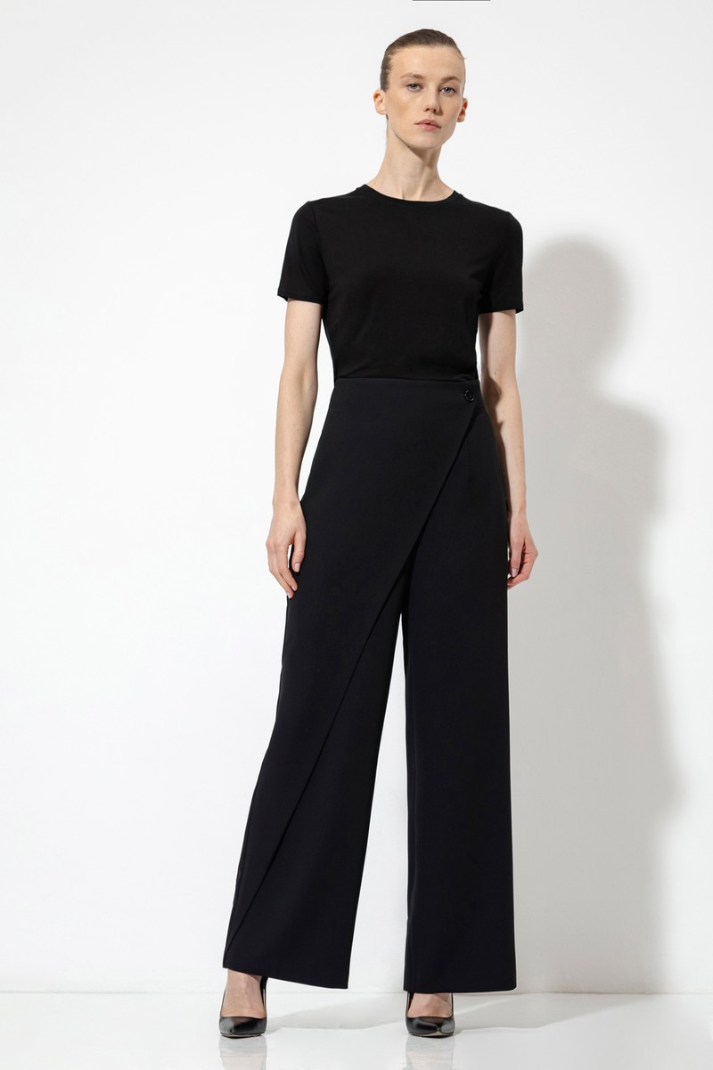 Брюки с имитацией запаха VASSA&Co, пол женский, цвет черный, фото №4