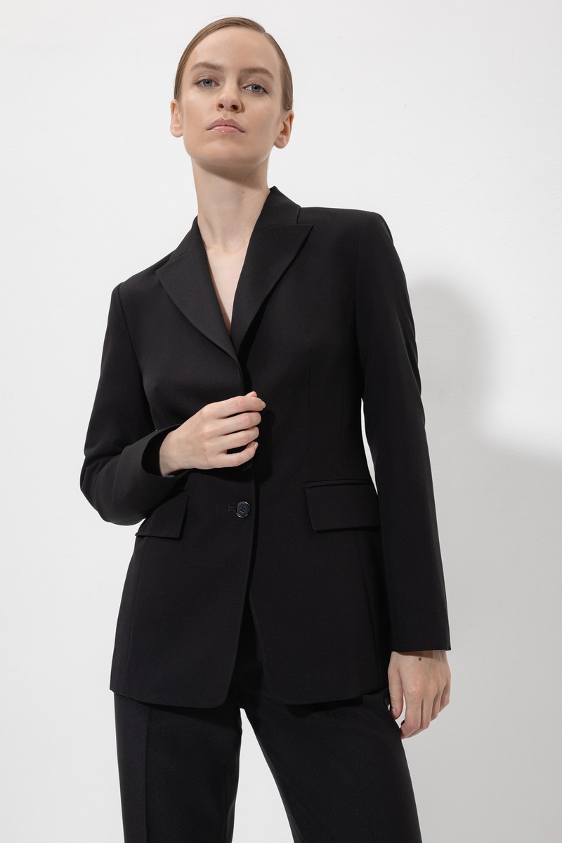 Однобортный жакет VASSA&Co, пол женский, цвет черный, фото №2