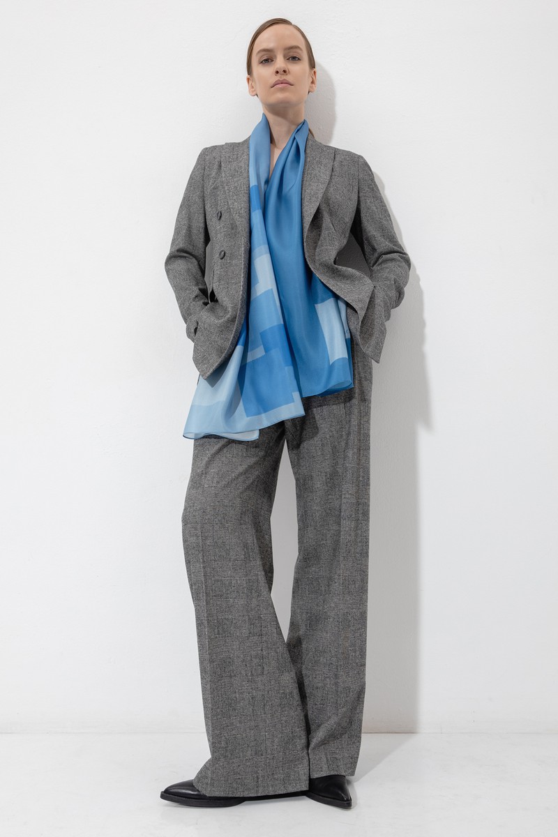 Шарф из шелка VASSA&Co, пол женский, цвет синий, фото №3